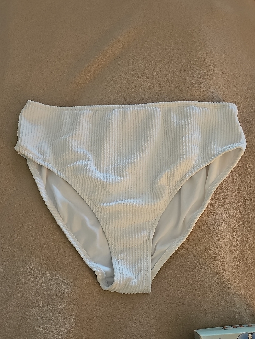 No Boundaries White Ribbed High-Cut Bikini Bottoms